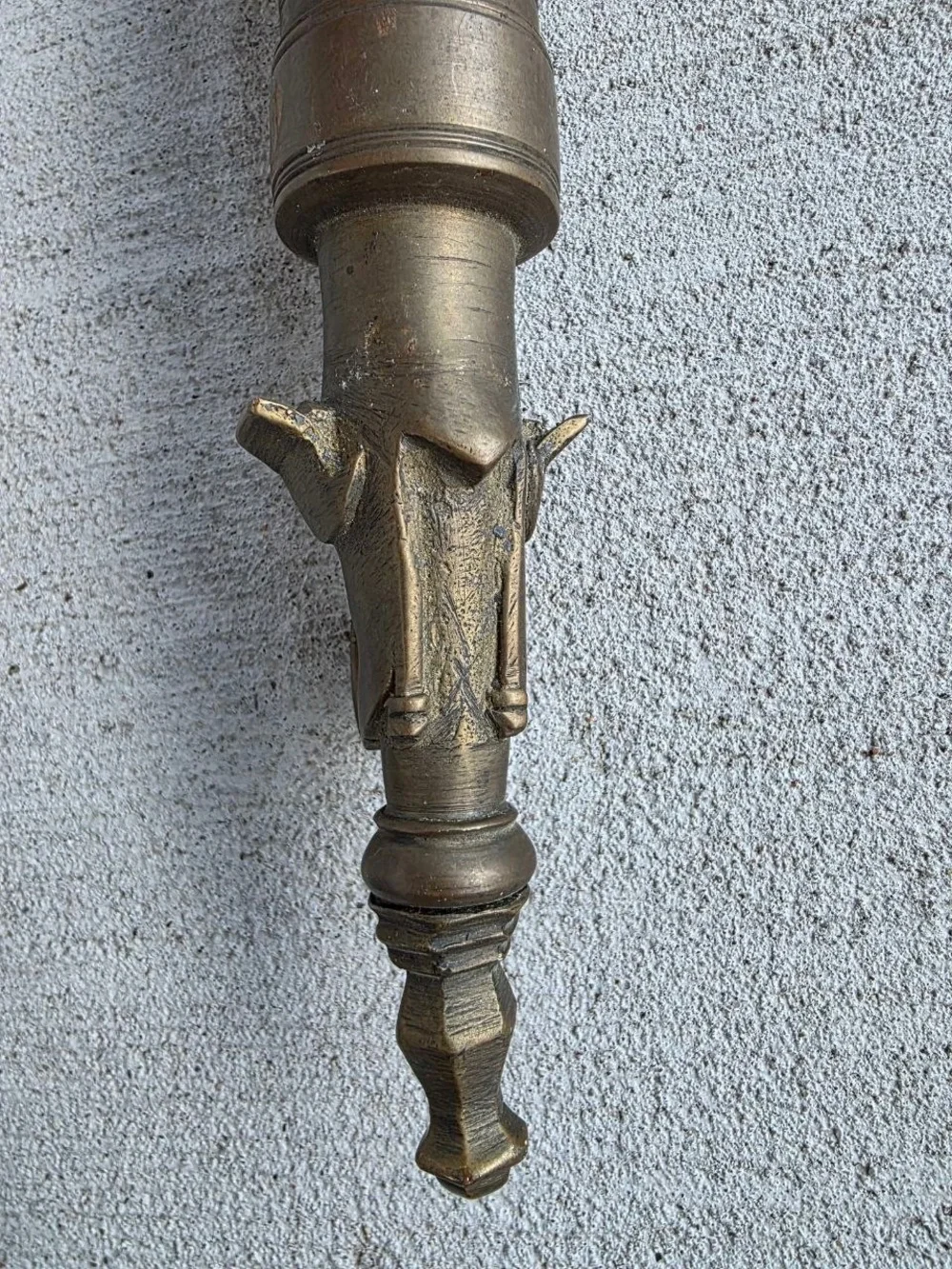 Antique Vintage Brass Fireplace Blowpipe Bird Figural Hearth Tool Wood Handle